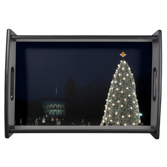 White House and National Tree Christmas Holiday DC Serving Tray (Front)