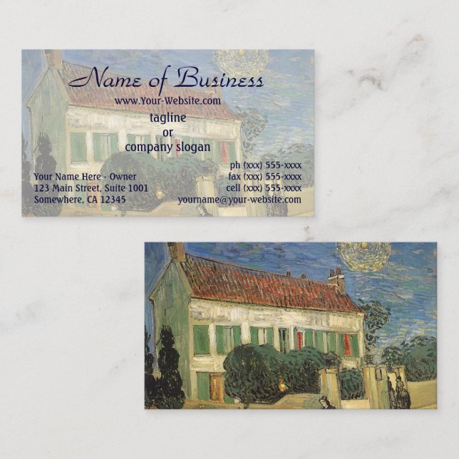 White House at Night by Vincent van Gogh Business Card (Front/Back)
