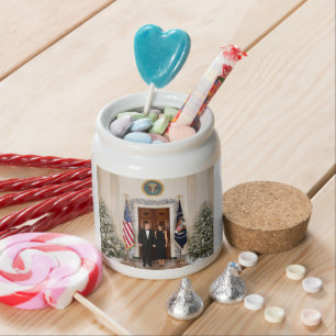 White House Christmas Donald Trump & Melania Candy Jar