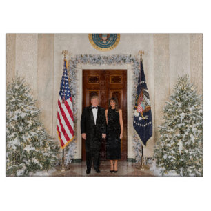 White House Christmas Donald Trump & Melania Cutting Board