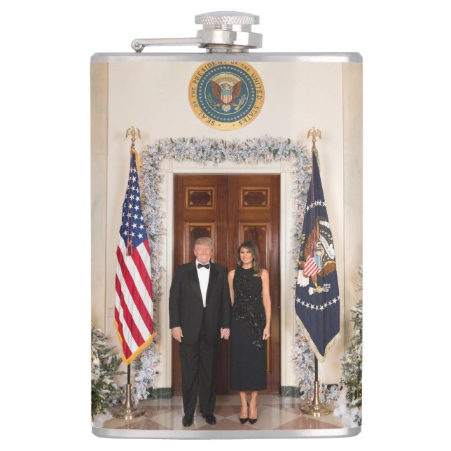 White House Christmas Donald Trump & Melania Flask (Front)