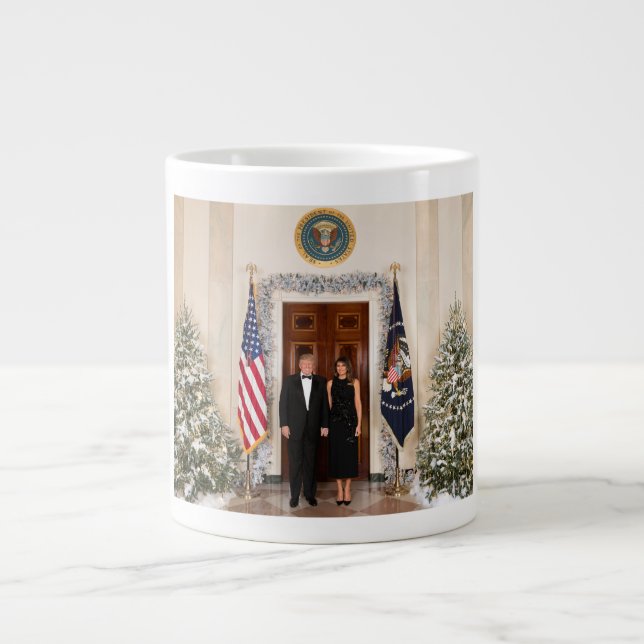 White House Christmas Donald Trump & Melania Giant Coffee Mug (Front)
