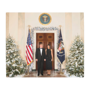White House Christmas Donald Trump & Melania Metal Print