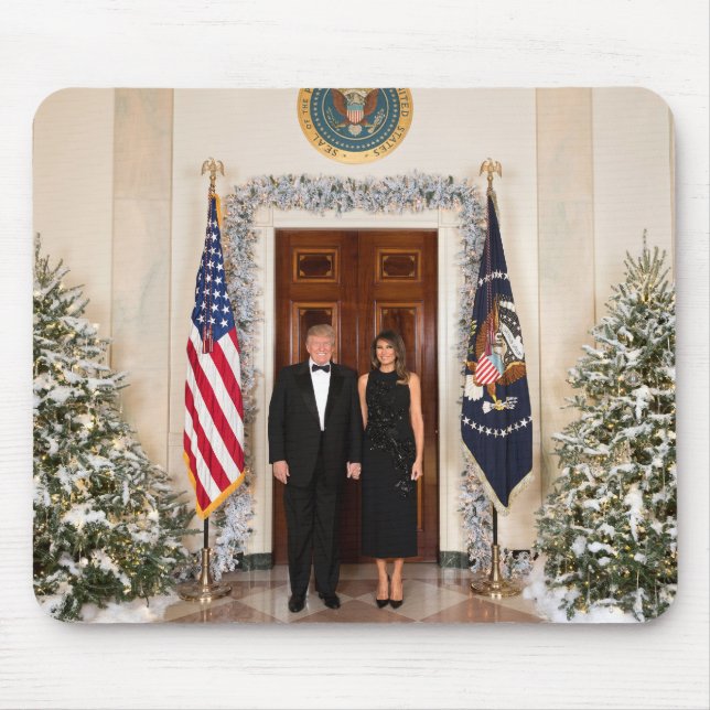 White House Christmas Donald Trump & Melania Mouse Pad (Front)