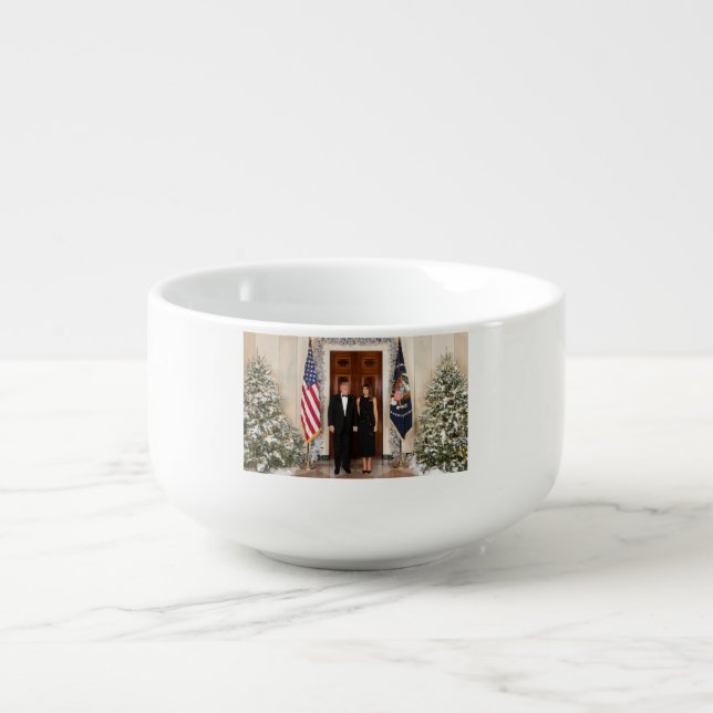 White House Christmas Donald Trump & Melania Soup Mug (Front)