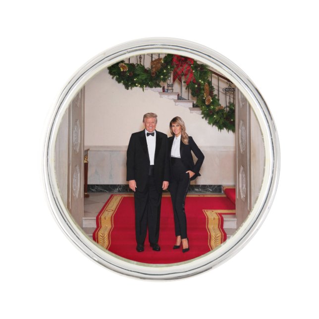 White House Christmas Donald Trump, Melania Stairs Lapel Pin (Front)