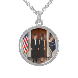 White House Christmas Donald Trump & Melania Sterling Silver Necklace