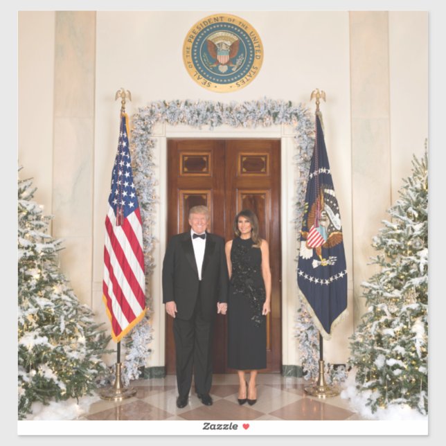 White House Christmas Donald Trump & Melania Sticker (Sheet)