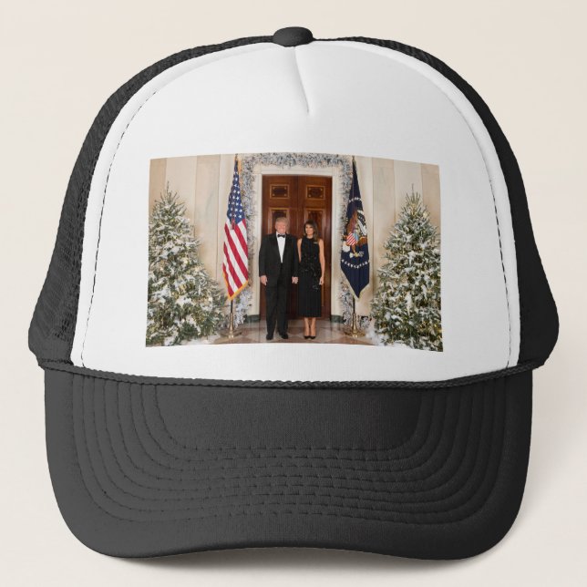 White House Christmas Donald Trump & Melania Trucker Hat (Front)