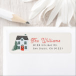 White House Christmas Holiday Address Label<br><div class="desc">This cute Christmas holiday address label features a white house with a holiday wreath and a tree. Personalize it for your needs. You can find matching products at my store.</div>