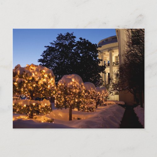 White House Christmas Lawn Decorations Holiday Postcard