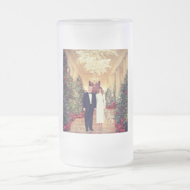 White House Christmas President Donald Trump  Frosted Glass Beer Mug (Center)