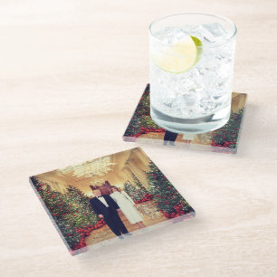 White House Christmas President Donald Trump  Glass Coaster