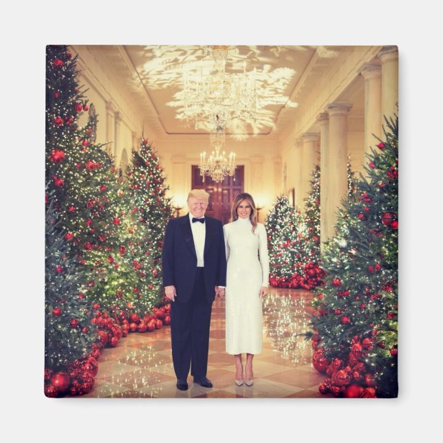 White House Christmas President Donald Trump  Magnet (Front)
