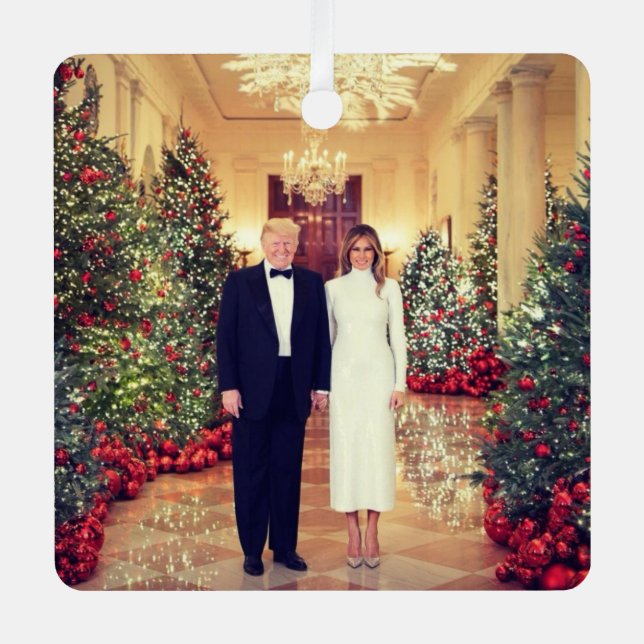 White House Christmas President Donald Trump  Metal Ornament (Front)