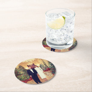 White House Christmas President Donald Trump Round Paper Coaster