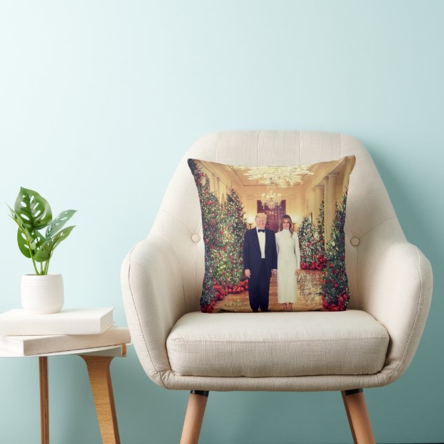 White House Christmas President Donald Trump  Throw Pillow (Chair)