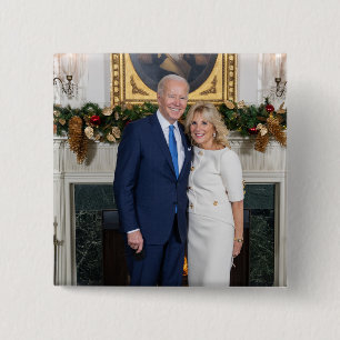 White House Christmas President Joe Biden Photo Button
