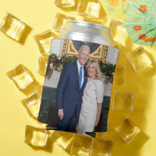 White House Christmas President Joe Biden Photo Can Cooler