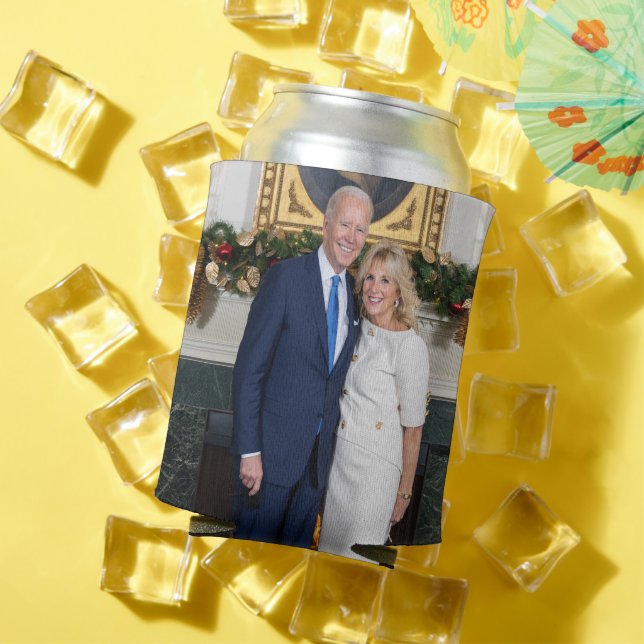 White House Christmas President Joe Biden Photo Can Cooler (In Situ Summer)