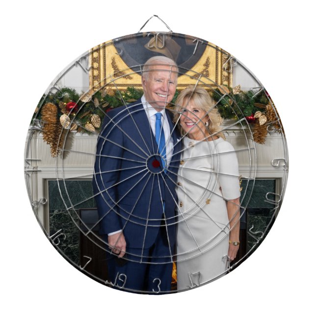 White House Christmas President Joe Biden Photo Dart Board (Front)