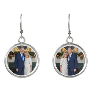 White House Christmas President Joe Biden Photo Earrings