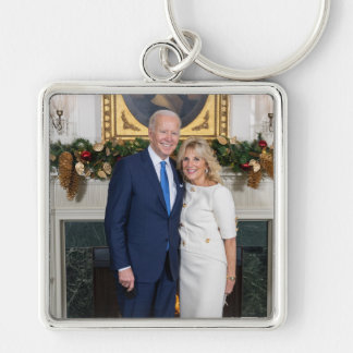 White House Christmas President Joe Biden Photo Keychain