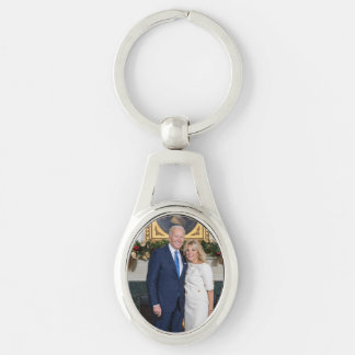 White House Christmas President Joe Biden Photo Keychain
