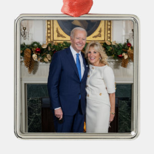 White House Christmas President Joe Biden Photo Metal Ornament