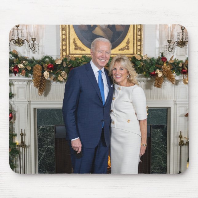 White House Christmas President Joe Biden Photo Mouse Pad (Front)