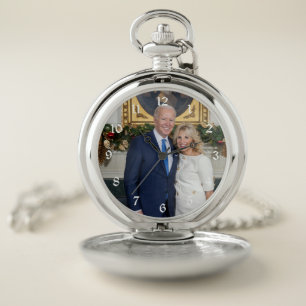 White House Christmas President Joe Biden Photo Pocket Watch