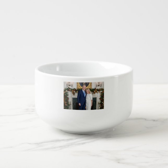 White House Christmas President Joe Biden Photo Soup Mug (Front)