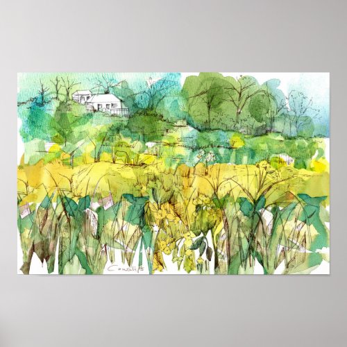 White House Country Cowslips Wildflowers Spring Poster