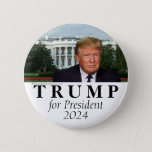 White House Donald Trump for President 2024 Photo Button