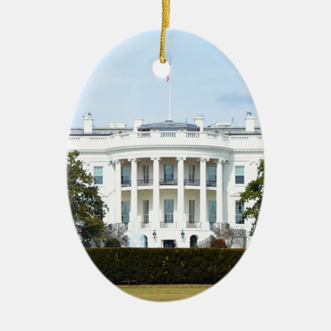 White House From The Lawn Ceramic Ornament (Front)