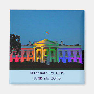 White House in rainbow lights, June 26, 2015 Magnet