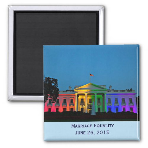 White House in rainbow lights June 26 2015 Magnet