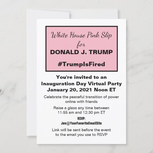 White House Pink Slip Anti_Trump Virtual Party Invitation