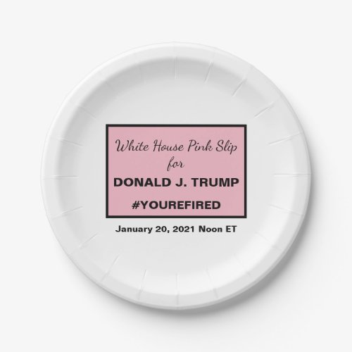 White House Pink Slip for Trump Impeach Removal Paper Plates