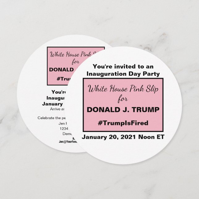 White House Pink Slip Ides of Trump You're Fired Invitation (Front/Back)