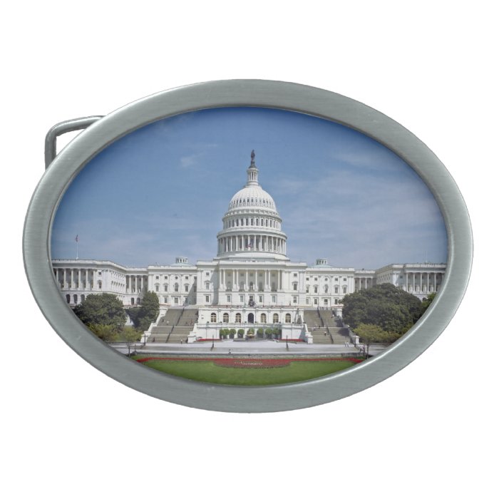 White House US Capitol Building Washington DC Oval Belt Buckle