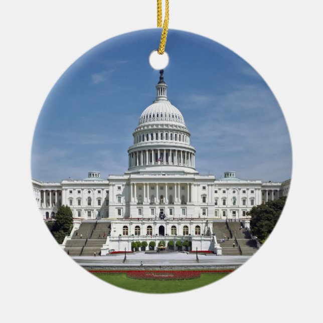 White House US Capitol Building Washington DC Ceramic Ornament (Front)