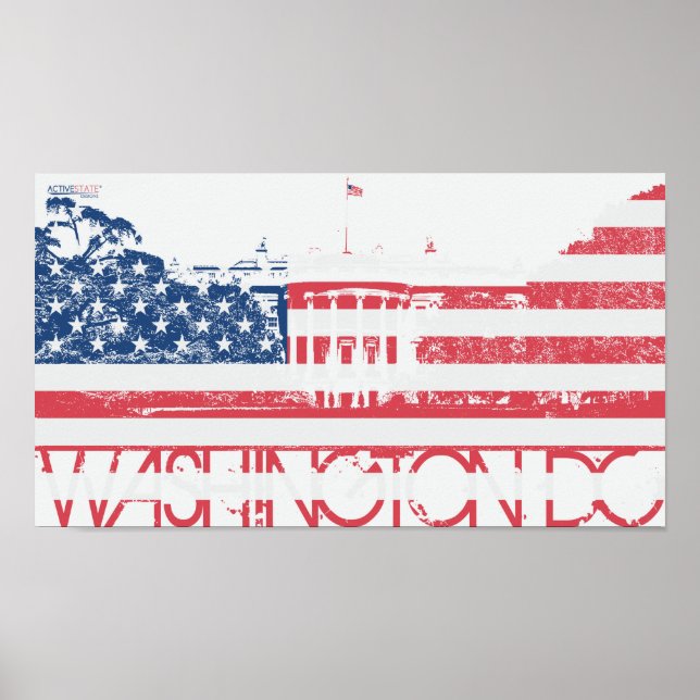 White House - Washington DC - United States Flag Poster (Front)