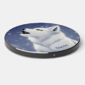 White Howling Wolf Personalized Wireless Charger (Front 2)