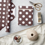White huge polka dots on brown wrapping paper