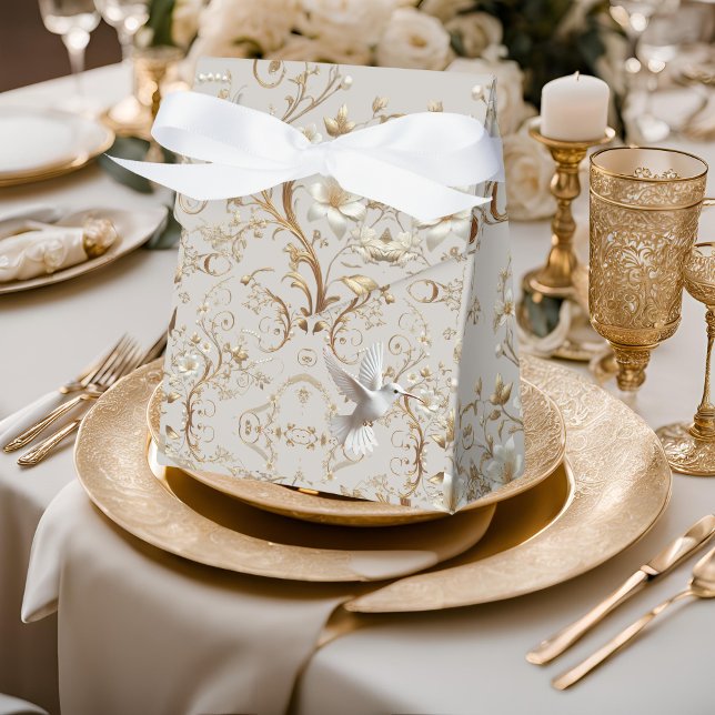 White Hummingbird Floral Favor Box (Creator Uploaded)