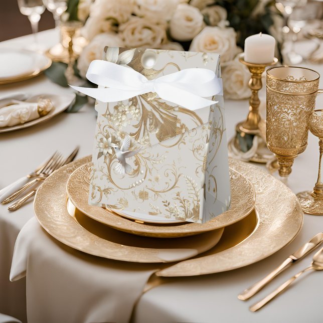 White Hummingbird Flower Bouquet Favor Box (Creator Uploaded)