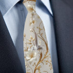 White Hummingbird Formal Floral Necktie<br><div class="desc">Complete your wedding attire with the White Hummingbird Formal Floral Necktie, a sophisticated accessory from the White Hummingbird Wedding Collection. Featuring a digitally edited AI image, this elegant tie showcases delicate floral motifs intertwined with gold filigree and pearl accents on a refined neutral backdrop, creating a timeless and polished look....</div>