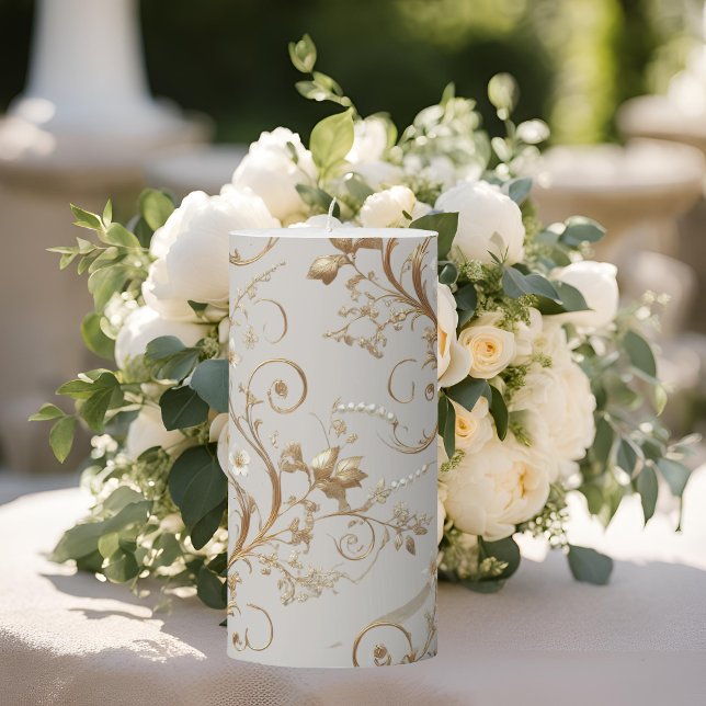 White Hummingbird Minimal Floral Pillar Candle (Creator Uploaded)