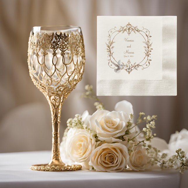 White Hummingbird Minimalist Coined Cocktail  Napkins (Creator Uploaded)